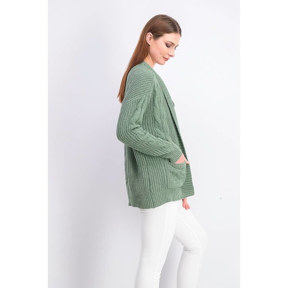 Ultra Flirt Sweaters - Sea Spray Mixed Knit Chenille Cardigan